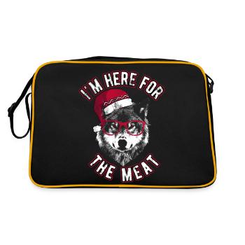 Je suis ici pour la viande - Grumpy Christmas Wolf - Sac Retro - noir/or - Dos