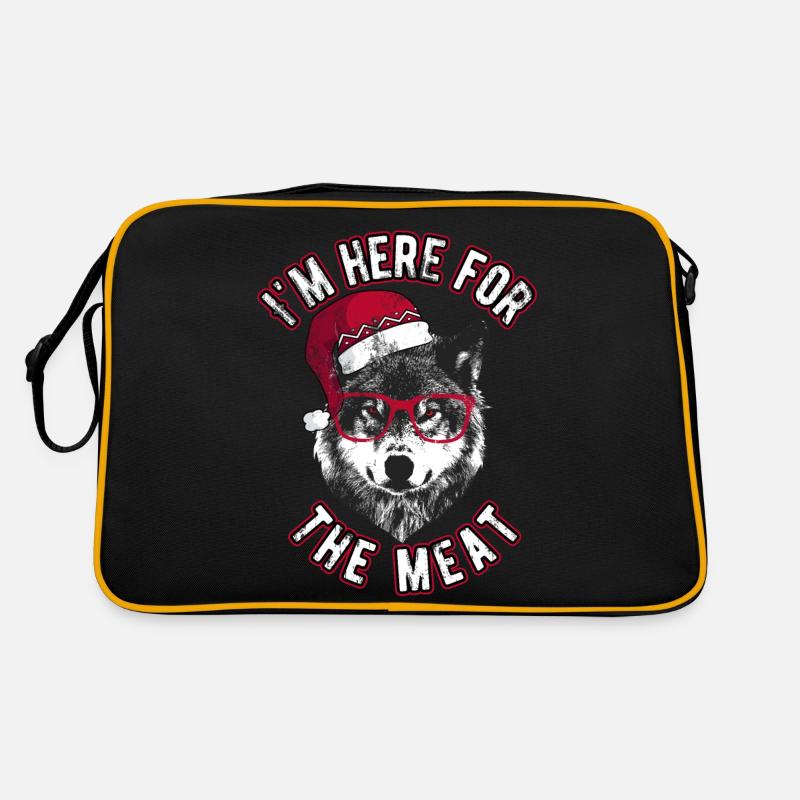 I'm here for the meat - Grumpy Christmas Wolf Retro Bag
