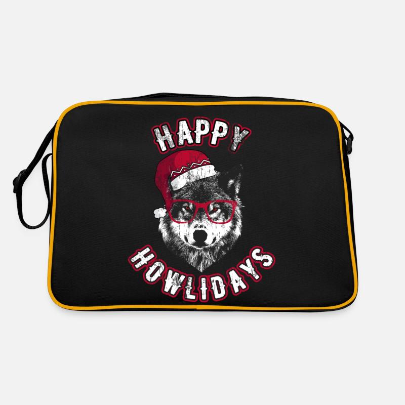 Happy Howlidays – Grumpy Christmas Wolf Retro Tasche