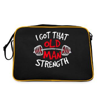 Old Man Strength Funny Father Workout Weightliftin - Retro Bag - black/gold - Back