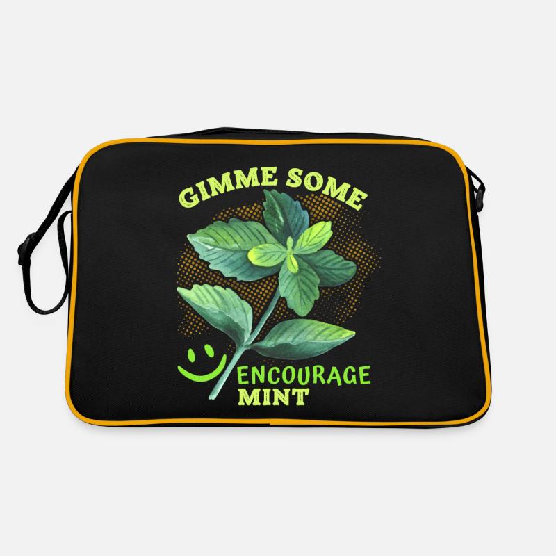 Pfefferminz, Minze lustiger Peppermint-Spruch, Pun - Retro Tasche - Schwarz/Gold