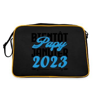 Cadeau Annonce grossesse bientôt Papy Janvier 2023 - Sac Retro - noir/or - Dos