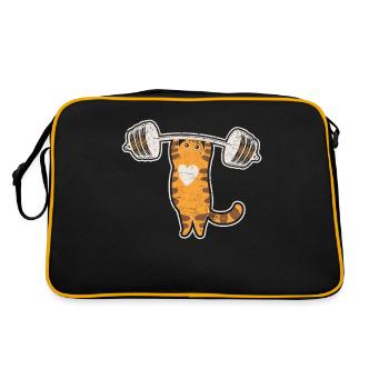 Cat Deadlifting Funny Fitness Gym Lover Barbell Where - Retro Bag - black/gold - Back