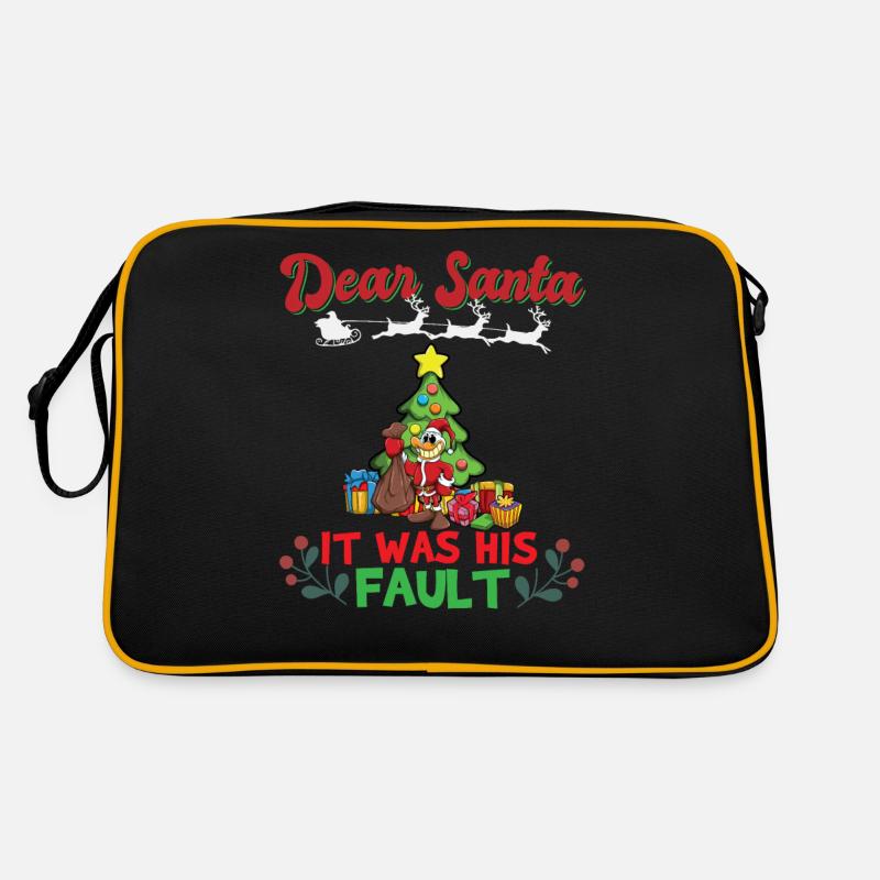 Cher Père Noël, c’était de sa faute si ses frères et sœurs correspondaient à Noël - Sac Retro - noir/or