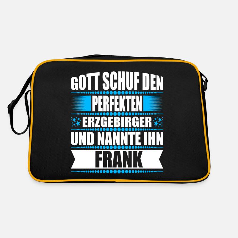Erzgebirge Mann Namen Sachsen Frank - Retro Tasche - Schwarz/Gold