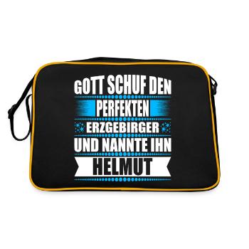 Erzgebirge Mann Namen Sachsen Helmut - Retro Tasche - Schwarz/Gold - Hinten