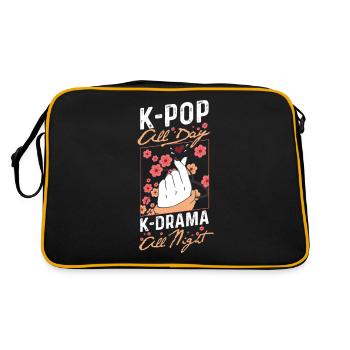 K-Pop All Day K-Drama All Night Korea Kawaii Anime - Retro Bag - black/gold - Back