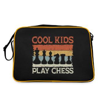 Coole Kinder Spielen Schach Vintage Schachspieler - Retro Tasche - Schwarz/Gold - Hinten