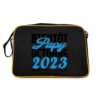 Cadeau Annonce grossesse bientôt Papy Octobre 2023 - Sac Retro - noir/or - Dos