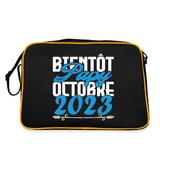 Cadeau Annonce grossesse bientôt Papy Octobre 2023 - Sac Retro - noir/or - Dos