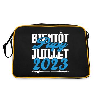 Cadeau Annonce grossesse bientôt Papy Juillet 2023 - Sac Retro - noir/or - Dos
