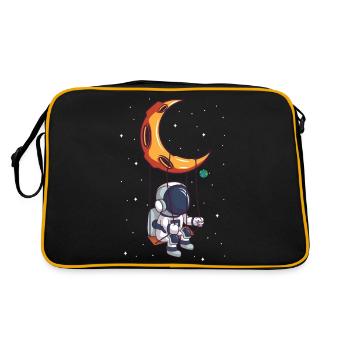Astronaut rocks astronomer alien on the moon - Retro Bag - black/gold - Back