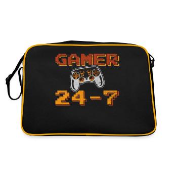 Gamer Funny Video Game Player 24-7 Gaming Kids Tea - Retro Bag - black/gold - Back