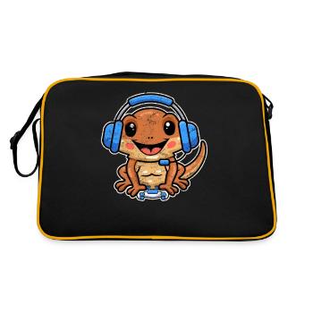 Gamer Bearded Dragon Propriétaire Amateur de jeux vidéo - Sac Retro - noir/or - Dos