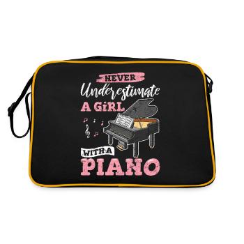Music Piano Player Pianist Keyboardist Keyboard Pl - Retro Tasche - Schwarz/Gold - Hinten
