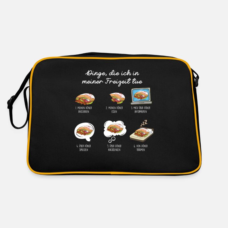 Döner Freizeit Döner Liebhaber - Retro Tasche - Schwarz/Gold