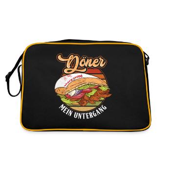 Döner Mein Untergang - Retro Tasche - Schwarz/Gold - Hinten