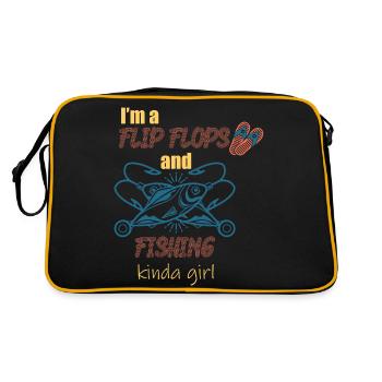 Ich bin ein Flip Flop und Fischer Mädchen - Retro Tasche - Schwarz/Gold - Hinten