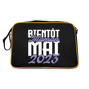 Annonce grossesse. bientôt Maman Mai 2023.maman - Sac Retro - noir/or - Dos