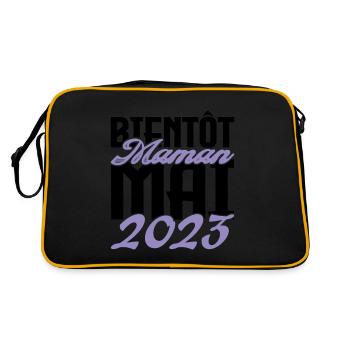 Annonce grossesse. bientôt Maman Mai 2023.maman - Sac Retro - noir/or - Dos