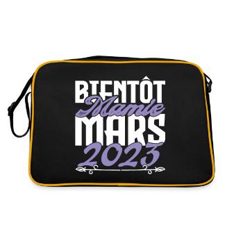 Annonce grossesse. bientôt Mamie Mars 2023. - Sac Retro - noir/or - Dos