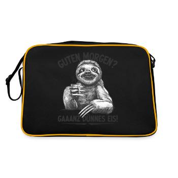 Faultier Guten Morgen Ganz Dünnes Eis, Sloth - Retro Tasche - Schwarz/Gold - Hinten