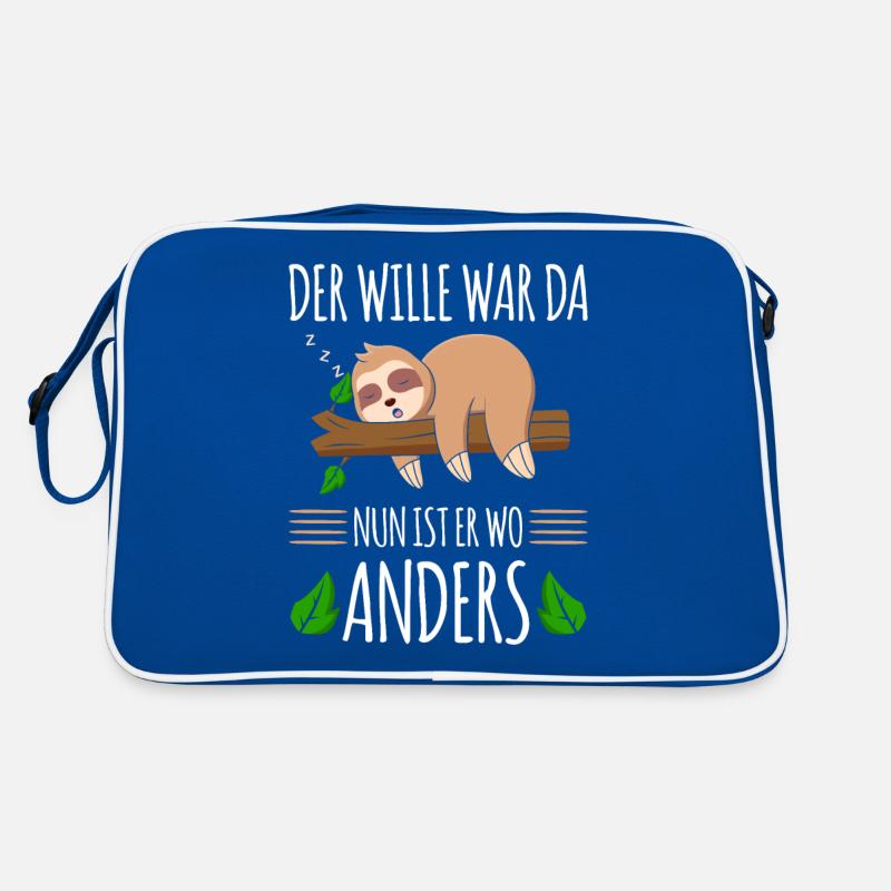 Faultier Büro Spruch Der Wille War Da, Retro Tasche