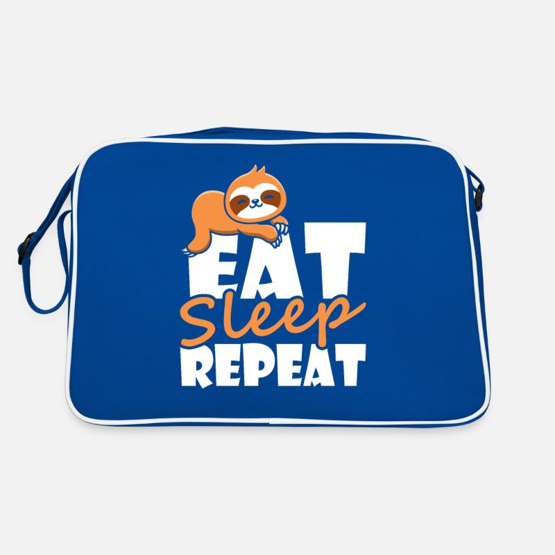 Faultier Eat Sleep Repeat, Langschläfer Nachthemd Retro Tasche