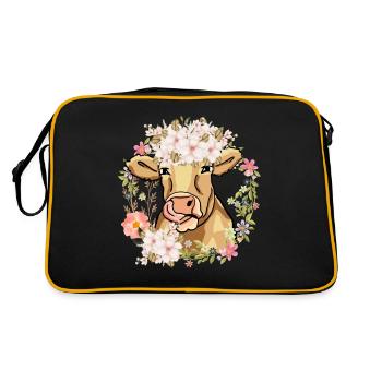 Jolie vache avec couronne de fleurs - Sac Retro - noir/or - Dos