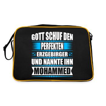 Erzgebirge Mann Namen Sachsen Mohammed - Retro Tasche - Schwarz/Gold - Hinten