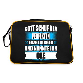 Erzgebirge Mann Namen Sachsen Ole - Retro Tasche - Schwarz/Gold - Hinten