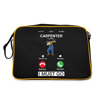 Carpenter nennt Holzbearbeitung lustiges Wortspiel - Retro Tasche - Schwarz/Gold - Hinten