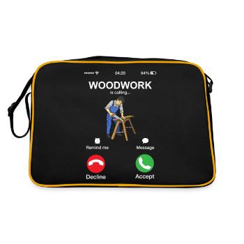 Holzarbeiten nennen Holzarbeiter Humor Bau - Retro Tasche - Schwarz/Gold - Hinten