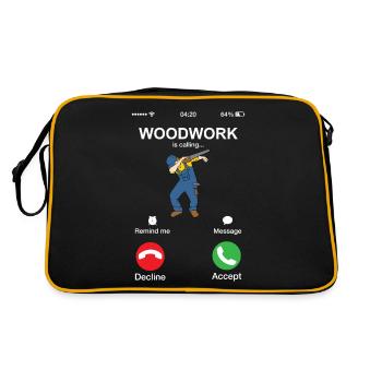 Holzarbeiten nennen Holzarbeiter Handwerker Tischlerei - Retro Tasche - Schwarz/Gold - Hinten