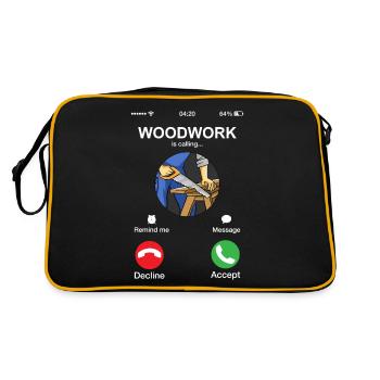 Lustige Holzarbeiten rufen Holzarbeiter Tischlerei - Retro Tasche - Schwarz/Gold - Hinten
