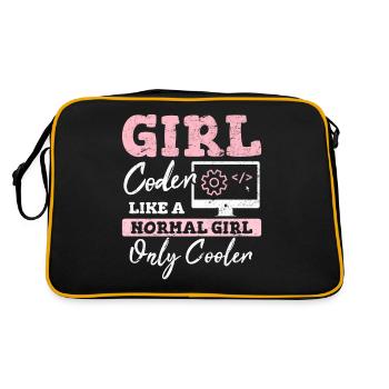 Funny Girl Coder Computer Programming Code Web Dev - Retro Bag - black/gold - Back