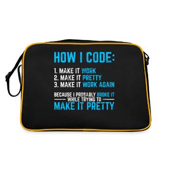 Programmer Coder Software Developer Programming Co - Retro Bag - black/gold - Back