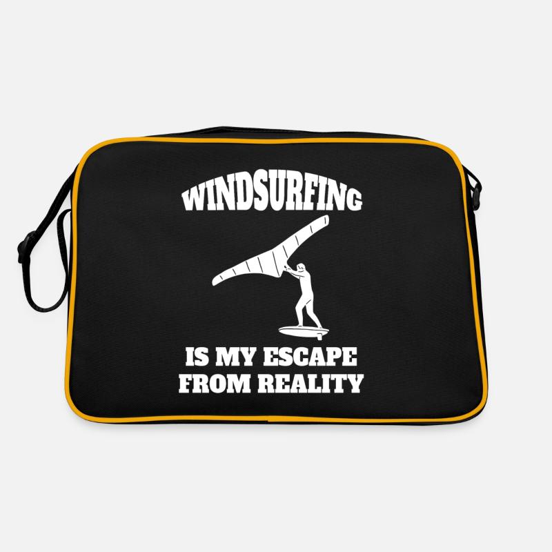 Windsurfing Windsurfer Surfen Kitesurfer Geschenk - Retro Tasche - Schwarz/Gold