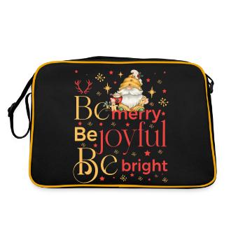 be merry be joyful be bright gnome - Retro Tasche - Schwarz/Gold - Hinten