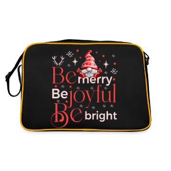 be merry be joyful be bright gnome - Retro Tasche - Schwarz/Gold - Hinten