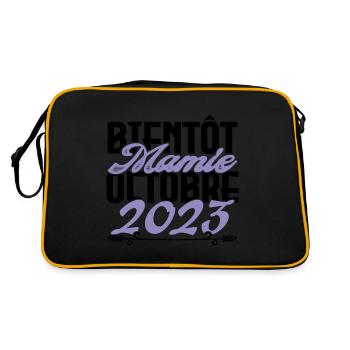 Annonce grossesse. bientôt Mamie Octobre 2023. - Sac Retro - noir/or - Dos