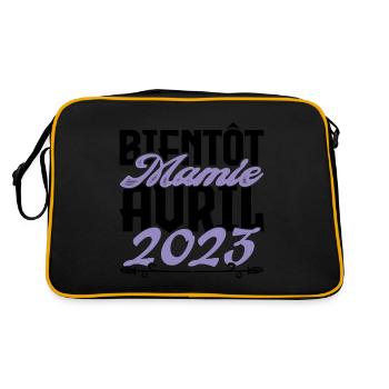 Annonce grossesse. bientôt Mamie Avril 2023. - Sac Retro - noir/or - Dos