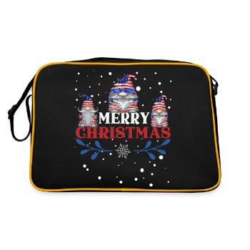 Merry Cristmas gnomes - Retro Tasche - Schwarz/Gold - Hinten