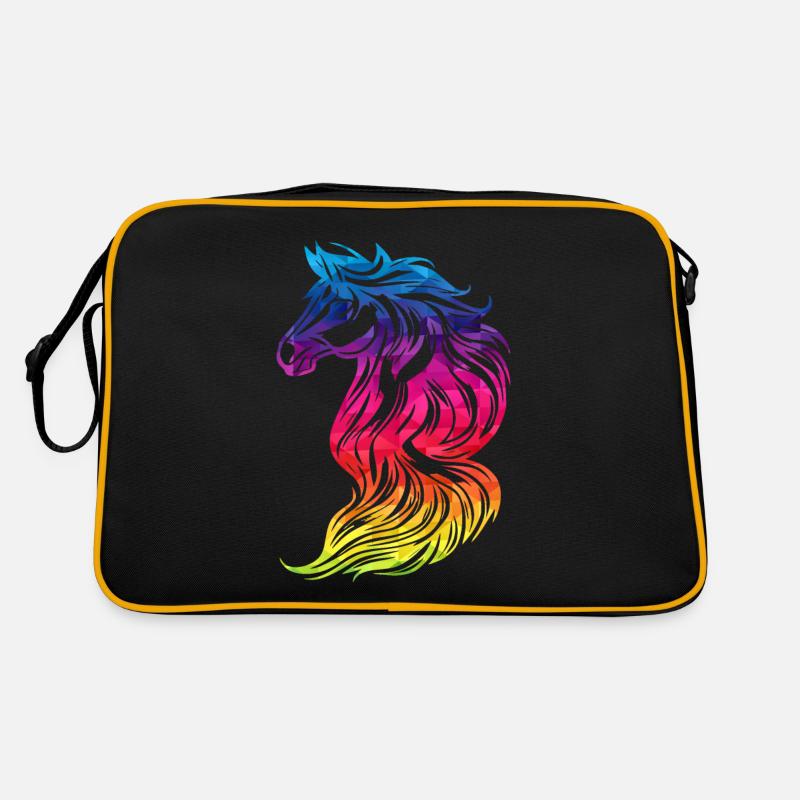 Kunstvolles Einhorn in Regenbogenfarben Retro Tasche