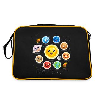 Solar System Planets Science Cute Realistic Space - Retro Bag - black/gold - Back