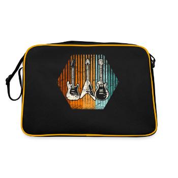 Retro Guitar Funny Guitar Lover Guitarist Vintage - Retro Tasche - Schwarz/Gold - Hinten