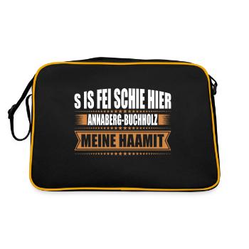 Erzgebirge Heimat Annaberg - Retro Tasche - Schwarz/Gold - Hinten