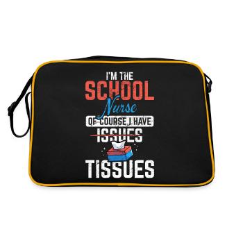 Funny School Nurse Quote for Women I Have Tissues - Retro Bag - black/gold - Back
