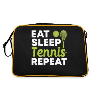 Eating Sleeping Tennis Repeating Funny Sports - Retro Bag - black/gold - Back