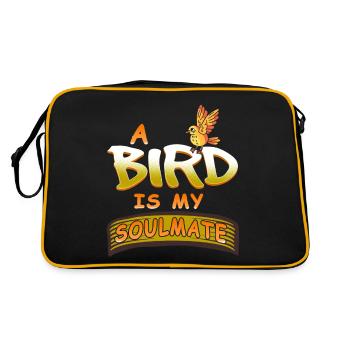 A Bird Is My Soulmate Cute Retro Designs - Retro Bag - black/gold - Back